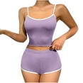 thumbnail image 1 of Kaemgyyd Women Plus Size 2 Piece Lounge Set Stretchy Slim Fit Sleeveless Camisole and Mini Shorts Summer Pajamas Sets Sleepwear, 1 of 4