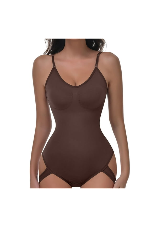 Women Seamless Body Shaper Soft Sleeveless Butt Lifter Shapewear Spaghetti Strap V Neck Bodysuit for Women