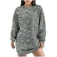 thumbnail image 1 of Kaemgyyd Women Sequin Dress Sparkly Long Sleeve Crew Neck Short Flowy Party Dress Casual Loose Glitter Mini Sweatshirt Dress, 1 of 6