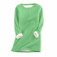 thumbnail image 1 of Kaemgyyd Women Sherpa Lined Tops Fuzzy Fleece Crewneck Thermal Underwear Base Layer Pullover Plus Size Loungewear Winter Cold Weather, 1 of 2