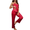 thumbnail image 1 of Kaemgyyd Women Silk Satin Pajamas Set Sleeveless Spaghetti Strap Cami Tops with Pants 2 Piece Pjs Set Summer Loungewear Sleepwear, 1 of 4