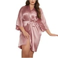thumbnail image 1 of Kaemgyyd Women Silky Satin Robe Wedding Bridal Party Bride Bridesmaid Robes Plus Size Flare Half Sleeve Bathrobe Loungewear, 1 of 5