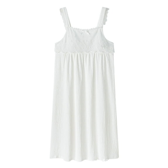 Kaemgyyd Women Sleeveless Nightgowns Soft Lace Sleepshirts Plus Size Tank Sleepwear Solid Color Flowy Pajama Dress