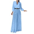thumbnail image 1 of Kaemgyyd Women Sparkly Jumpsuits Sequin Long Sleeve Elegant Warp V Neck Romper Glitter High Waist Belt Flowy Pants Romper Clubwear, 1 of 5