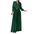 thumbnail image 1 of Kaemgyyd Women Sparkly Jumpsuits Sequin Long Sleeve Elegant Warp V Neck Romper Glitter High Waist Belt Flowy Pants Romper Clubwear, 1 of 6