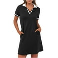 thumbnail image 1 of Kaemgyyd Women T Shirt Dress Comfortable Soft Athletic Dress Loose Fit Collar Short Sleeve Hiking Tennis Golf Leisure Mini Dress, 1 of 7