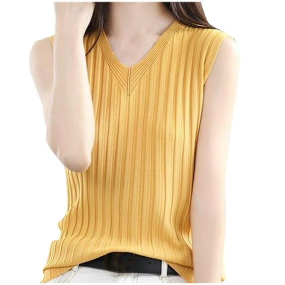 Kaemgyyd Women Tops Summer Sweaters Sleeveless V Neck Shirts Spring Fashion Dressy Casual Business Tunic Blouses