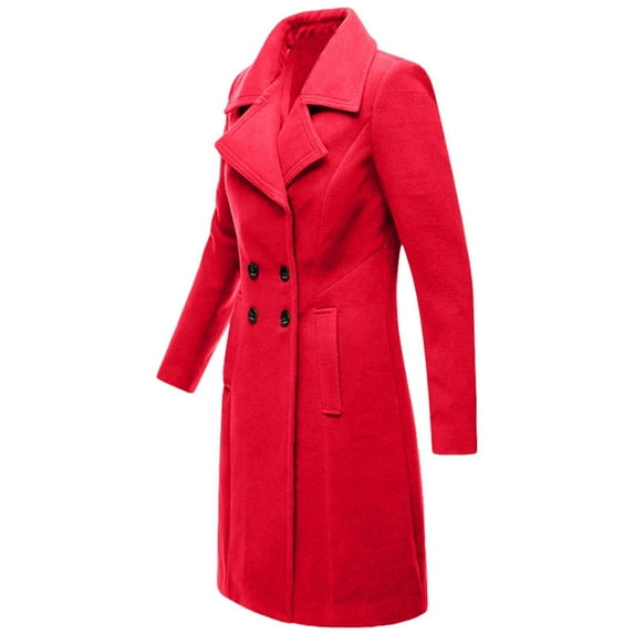 Kaemgyyd Women Wool Blend OverCoat Elegant Notched Collar Double Breasted Work Office Trendy Outwear with Pockets
