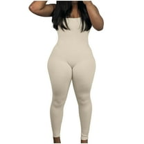 Kaemgyyd Women Workout Jumpsuit Seamless Ribbed Bodycon Yoga One-Piece Outfit Ribbed Spaghetti Strap Sleeveless Leggings Romper