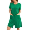 thumbnail image 1 of Kaemgyyd Women Zipper Robe Short Sleeves Mini Sleep Dress Short Bathrobe Sleepwear with Pockets Housecoat Nightgown, 1 of 7