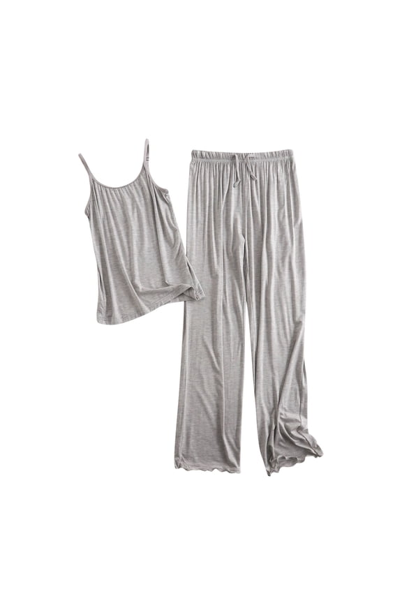 Women's 2 Piece Lounge Set Summer Matching Sets Modal Sleeveless Cami Sleep Shirt Breathable Long Pants Pajamas Outfits