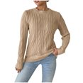 thumbnail image 1 of Kaemgyyd Women's Long Sleeve Pullover Fall Winter Warm Cable Knit Sweaters Casual Slim Crew Neck Lightweight Tops, 1 of 6