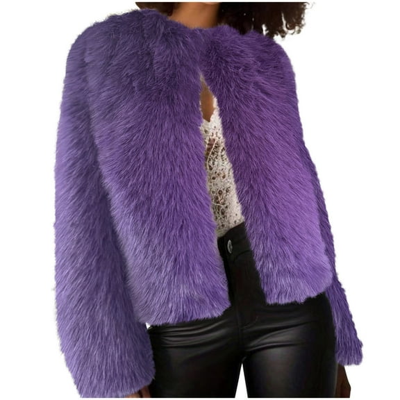 Kaemgyyd Women's Winter Coats Fleece Sherpa Cropped Jacket Fuzzy Long Sleeve Warm Outerwear Clothes