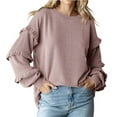 thumbnail image 1 of Kaemgyyd Women's Fall Winter Pullover Casual Crewneck Loose Knit Tops Oversized Solid Color Long Lantern Sleeves Blouse, 1 of 1