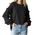 thumbnail image 1 of Kaemgyyd Women's Fall Winter Pullover Casual Crewneck Loose Knit Tops Oversized Solid Color Long Lantern Sleeves Blouse, 1 of 7