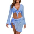 thumbnail image 1 of Kaemgyyd Women's 4 Piece Swimsuits with Matching Wrap Skirt Halter Swim Top Bikin Bottom with Long Sleeve Cover Ups Bathing Suit, 1 of 6