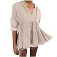 thumbnail image 1 of Kaemgyyd Women's Blouse Shirt Trendy Cute Elbow-Length V Neck Tops Ruffle Hem Patchwork Going out Clothing, 1 of 6