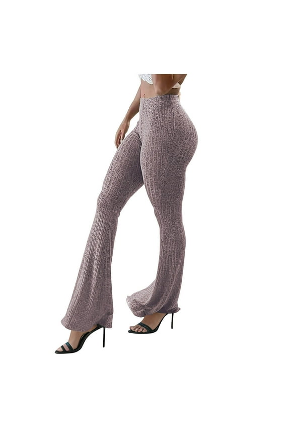 Women's Bootcut Pants Fashion High Waisted Wide Leg Workout Flare Pants Casual Bell Bottom Stretch Work Trousers