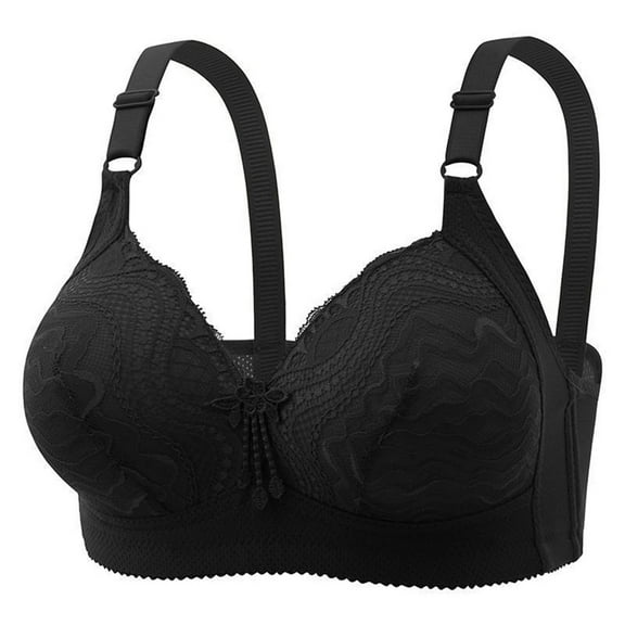 Kaemgyyd Women's Bras Comfort Lightly Full Coverage No Underwire Bras Large Busts Embroidery Wirefree Padded Plus Size Bra