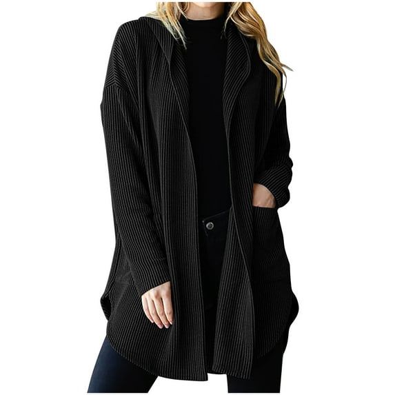 Kaemgyyd Women's Cardigan Long Sleeve Open Front Hoodie Fashion Casual Warm Jacket with Pocket Fall Outwear