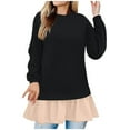 thumbnail image 1 of Kaemgyyd Women's Casual Crew Neck Pullover Lightweight Trendy Long Sleeve Ruffled Sweatshirt Mini Dresses, 1 of 5