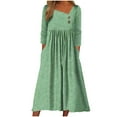 thumbnail image 1 of Kaemgyyd Women's Casual Dress with Pockets Loose Long Sleeve A-Line Maxi Dresses Flowy Stripe Pleated Fall Clothing, 1 of 6