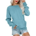 thumbnail image 1 of Kaemgyyd Women's Casual Long Sleeve Sweatshirts Loose Solid Color Crewneck Tops Lightweight Pullover with Pockets, 1 of 4