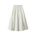 thumbnail image 1 of Kaemgyyd Women's Casual Skirts Loose Solid Color Elastic Waist Tiered Pleated Skirt Long A-Line Flowy Skirt, 1 of 6