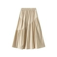 thumbnail image 1 of Kaemgyyd Women's Casual Skirts Loose Solid Color Elastic Waist Tiered Pleated Skirt Long A-Line Flowy Skirt, 1 of 6