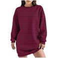 thumbnail image 1 of Kaemgyyd Women's Casual Sweatshirt Dress Crew Neck Long Sleeve Mini Pullover Dress Fashion Loose Stripe Dresses, 1 of 6