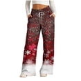 thumbnail image 1 of Kaemgyyd Women's Christmas Sweatpants Trendy Wide Leg Drawstring Baggy Pants Casual Loose Printing Pants with Pockets, 1 of 4
