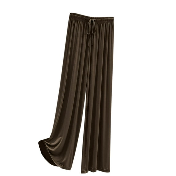 Kaemgyyd Women's Comfy Casual Pajama Pants Solid Drawstring Baggy Loungewear Wide Leg Elastic Waist Sleep Trousers
