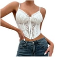 thumbnail image 1 of Kaemgyyd Women's Corset Tops Lace Mesh Spaghetti Strap Cami Crop Top See Through Floral Embroidery Camisole Going out Outfit, 1 of 7