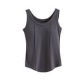 thumbnail image 1 of Kaemgyyd Women's Cotton Tops Solid Color Scoop Neck Basic Tank Shirt Summer Casual Sleeveless Padded Stretch Clothes, 1 of 3