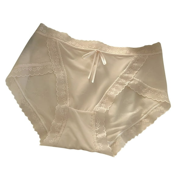 Kaemgyyd Women's Cotton Underwear Lace Trim Classic Briefs High Waist Full Coverage Panties for Ladies