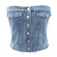 thumbnail image 1 of Kaemgyyd Women's Denim Corset Top Strapless Button Front Crop Bandeau Jean Tops Fashion Summer Casual Going out Clothes, 1 of 7