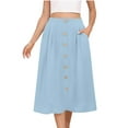 thumbnail image 1 of Kaemgyyd Women's Flowy Midi Skirt Summer Cute Solid Color Pleated High Waisted Casual Button Front Skirts with Pockets, 1 of 6