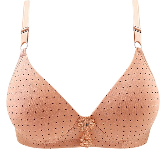 Kaemgyyd Women's Full Coverage Bras Cute Polka Dot No Underwire T Shirt Bralettes Lightly Deep V Padded Support Bra for Everyday