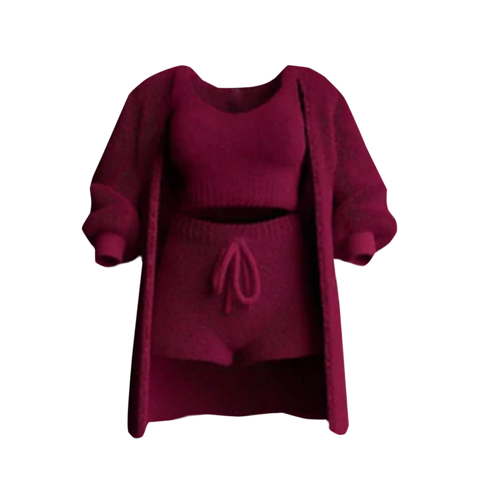 Cozy 3 Piece Knit Set For Women With Chunky Cardigan Soft Blouse And Leggings For Comfort And Style