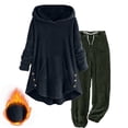 thumbnail image 1 of Kaemgyyd Women's Fuzzy Fleece Sets Sherpa Lined Long Sweatshirt Warm Hooded Pullover Plush Pants Set 2 Piece Outfit Winter Sleepwear, 1 of 6