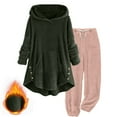 thumbnail image 1 of Kaemgyyd Women's Fuzzy Fleece Sets Sherpa Lined Long Sweatshirt Warm Hooded Pullover Plush Pants Set 2 Piece Outfit Winter Sleepwear, 1 of 6