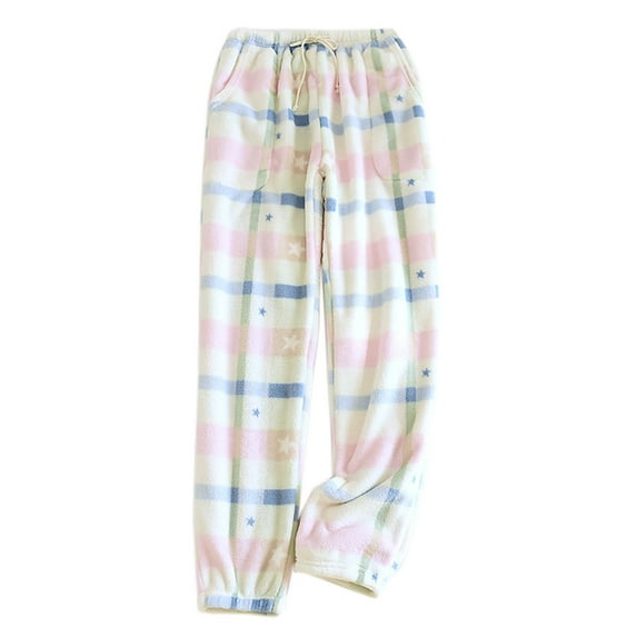 Kaemgyyd Women's Fuzzy Pajama Pants Comfy Warm Heart Pjs Trousers Cute Fleece Sherpa Lined Sleepwear Loungewear with Pockets