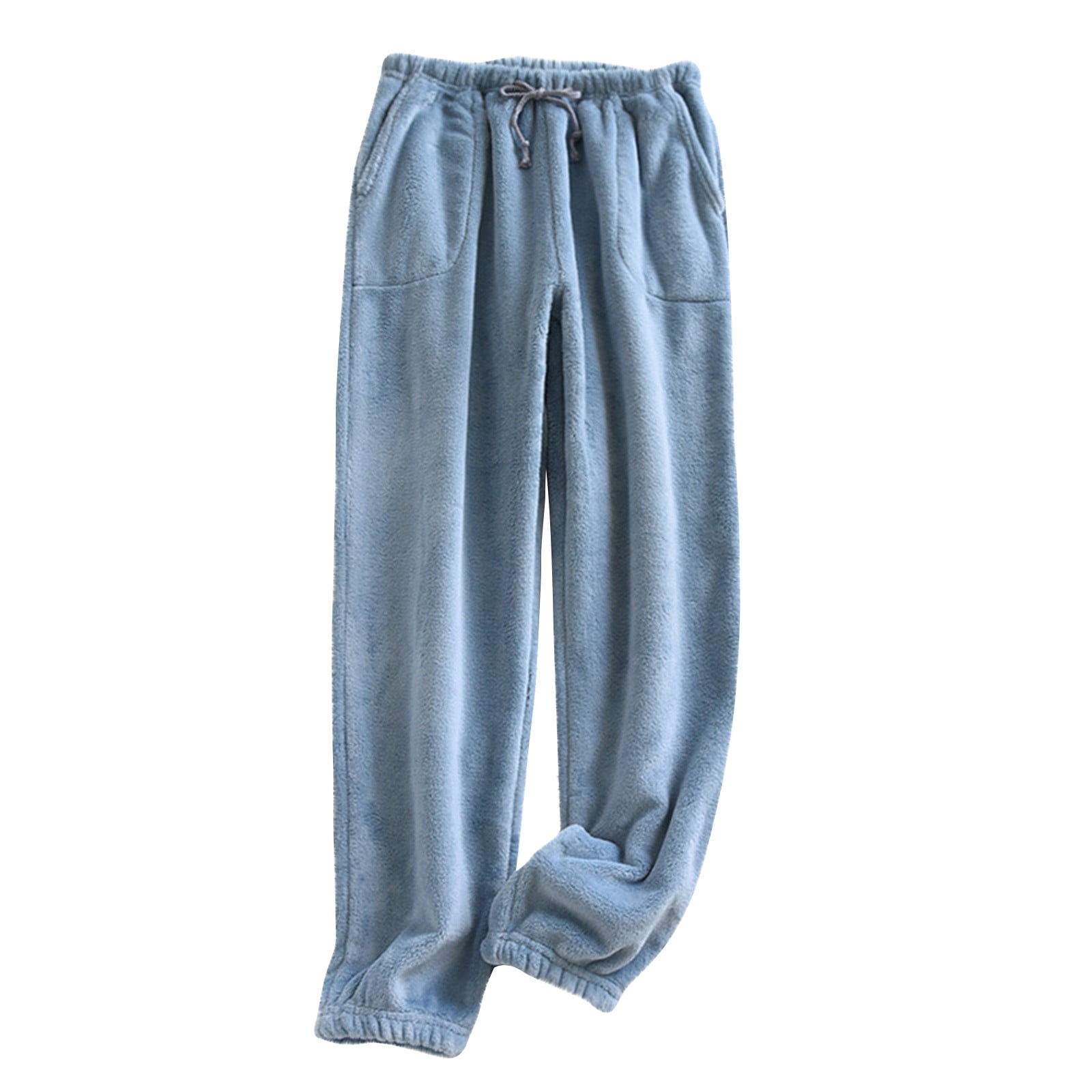 Kaemgyyd Women's Fuzzy Pajama Pants Fleece Plush Cinch Bottom Sleep ...
