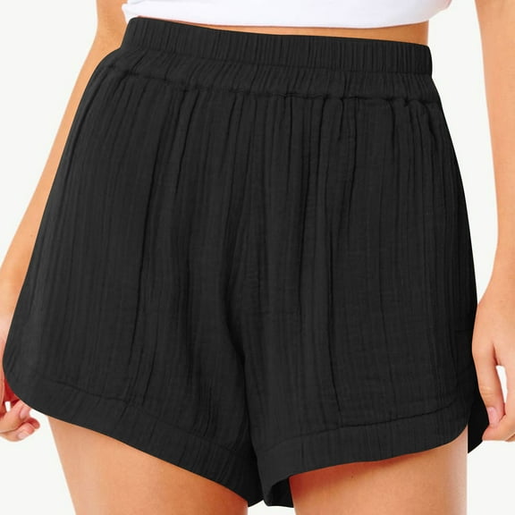 Kaemgyyd Women's High Waisted Gauze Shorts Breathable Wide Leg Solid Color Summer Beach Vaction Shorts with Pockets