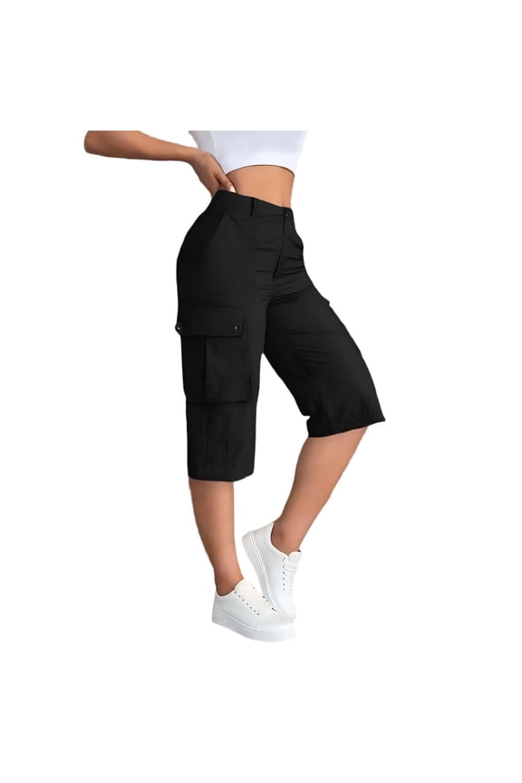 Women's Hiking Long Shorts Knee Length Lightweight Cargo Shorts Athletic Bermuda Shorts for Summer Travel Fishing