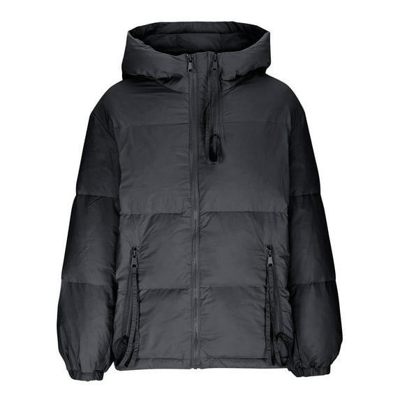 Kaemgyyd Women's Hooded Puffer Jacket Plus Size Lightweight Quilted Padded Coat Zip up Winter Warm Outerwear with Pockets