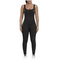 thumbnail image 1 of Kaemgyyd Women's Jumpsuits One-Piece Solid Bodysuits Rompers Sleeveless Square Neck Yoga Workout Leggings Rompers, 1 of 7
