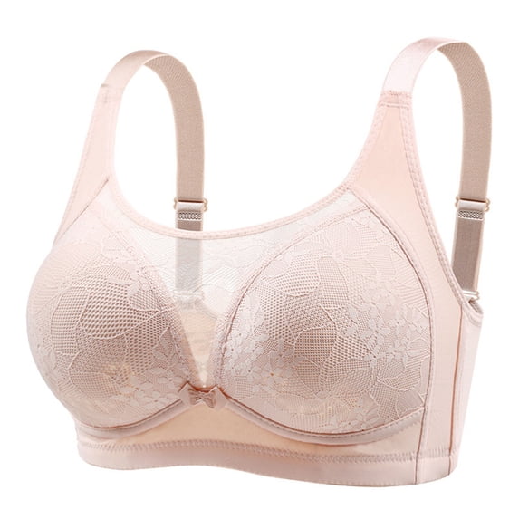 Kaemgyyd Women's Lace Bra Embroidery Full Coverage No Underwire Unlined Soft Bra Lightweight Adjustable Strap Mesh Bralettes