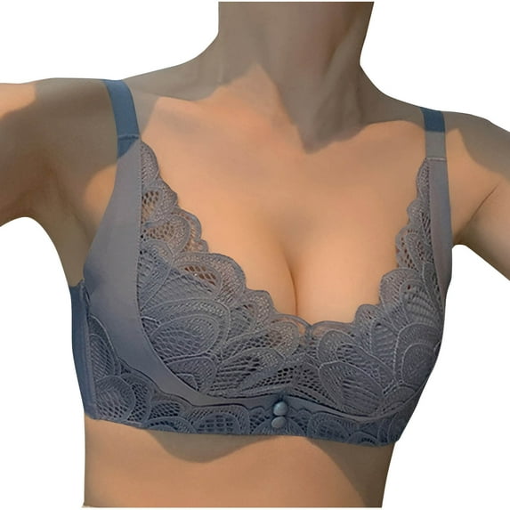 Kaemgyyd Women's Lace Bra Trendy Seamless Deep V Neck Plunge Bralettes Comfort Lightly Full Coverage No Underwire Bra