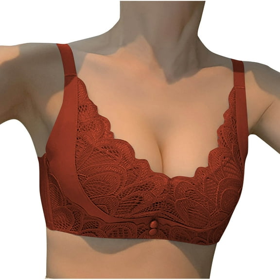 Kaemgyyd Women's Lace Bra Trendy Seamless Deep V Neck Plunge Bralettes Comfort Lightly Full Coverage No Underwire Bra